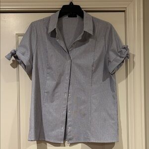 Tahari Women's Blue Striped Button Down Shirt